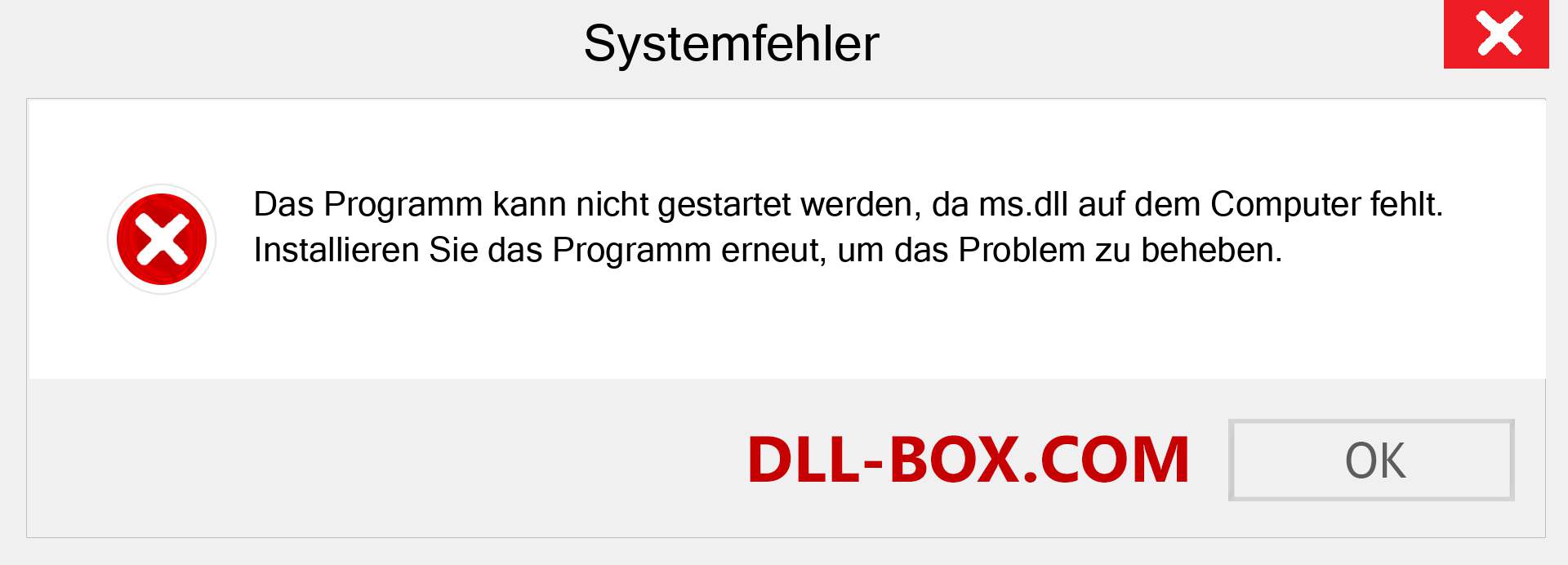 ms.dll-Datei fehlt?. Download für Windows 7, 8, 10 - Fix ms dll Missing Error unter Windows, Fotos, Bildern